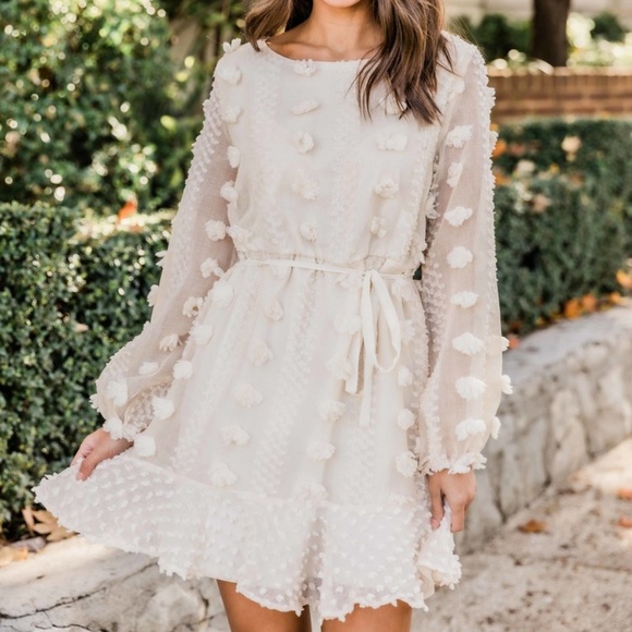 ⭐️NEW⭐️Angeleyes PomPom Long Sleeve Ruffle Dress - Picture 2 of 9